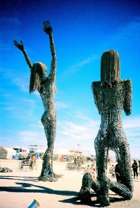 Fear and Hope statues at the 2006 Burning Man. Photo Credit: Herbert