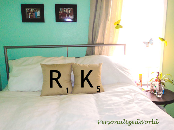 Custom Scrabble Pillow for (Ridiculously Geeky) Couples [Nerdy Ish We Found on Etsy]